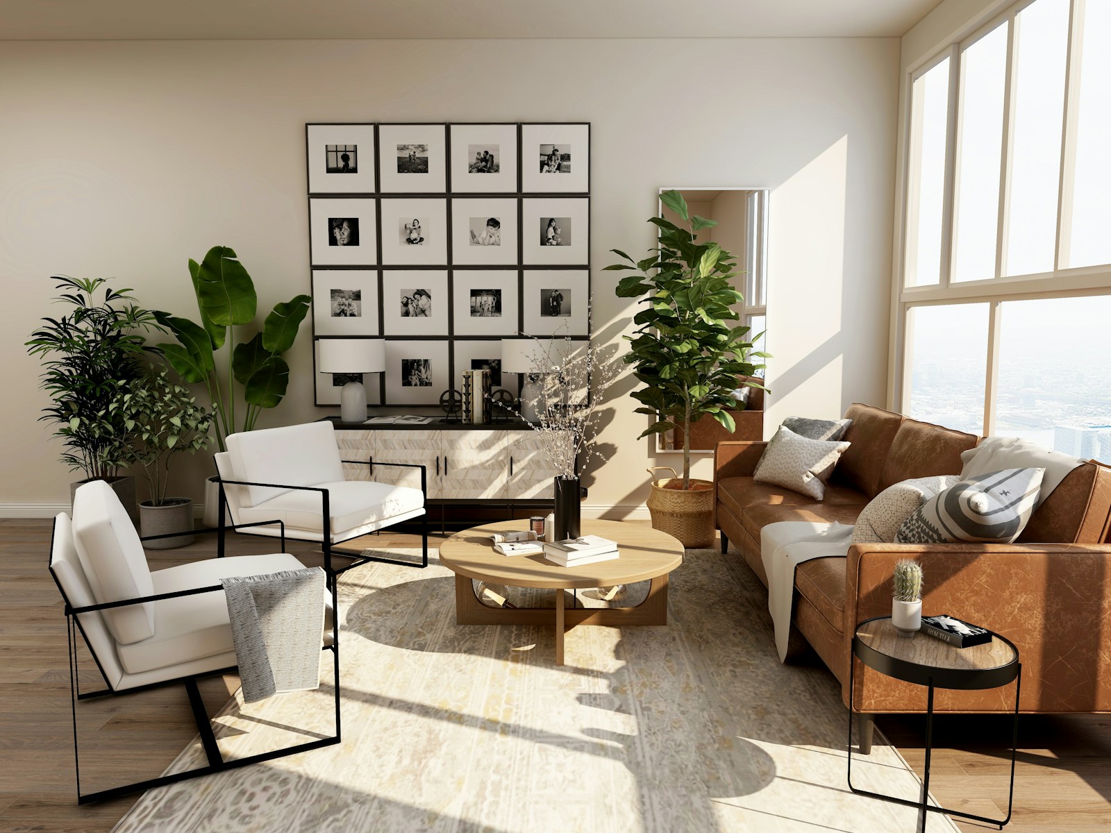 Bright contemporary living room in central Coimbra